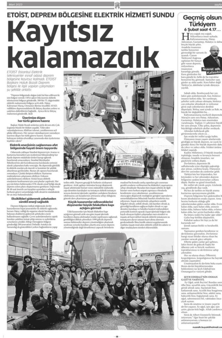 Çalışmalarımız Yeni Esnaf Gazetesi’nde