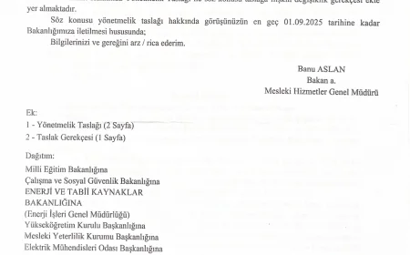 Üyelerimizin Dikkatine, 2024 yılı içerisinde başlayan; odalar, federasyon, bakanlıklar ve diğer ilgili kurumlar arasında yürütülen Elektrik İç Tesisatları Yönetmeliği güncelleme çalışmaları halen devam etmektedir.