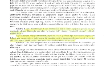 “Şantiye Şefleri İçin Yeni Düzenleme 01.01.2026’da Yürürlükte”Görev ve Sorumlulukları (Yönetmelik Ekli Liste Madde 4, 6 ve 7)”