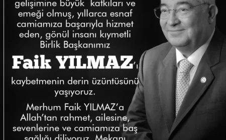 İstanbul Esnaf ve Sanatkârlar Odaları Birliği (İSTESOB) Başkanımız, esnaf camiamızın değerli büyüğü Sayın Faik YILMAZ’ın vefatını derin bir üzüntüyle öğrenmiş bulunmaktayız.