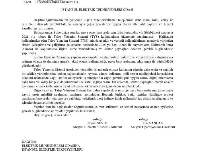 “BEDAŞ TYS Sisteminde Elektronik İmza Uygulaması”