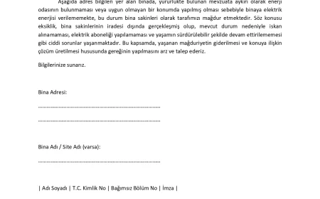 ENERJİ ODALARI DİLEKÇE