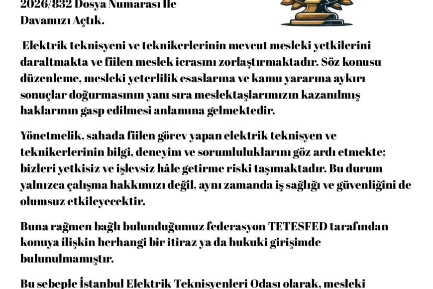 ELEKTRİK TEKNİSYENLERİNİ YOK SAYAN YÖNETMELİĞİ KABUL ETMİYORUZ.
