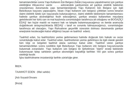 ŞANTİYE TAAHHÜTNAMESİ.